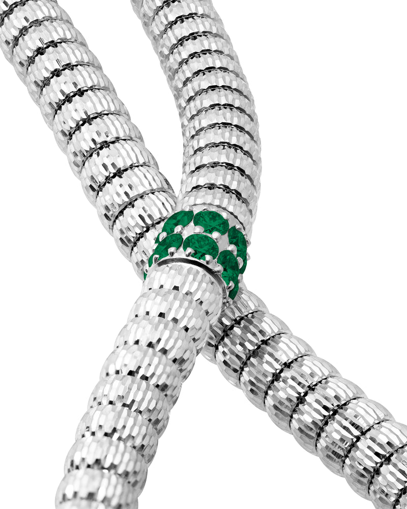 Enigma Necklace in 18kt White Gold and Emeralds