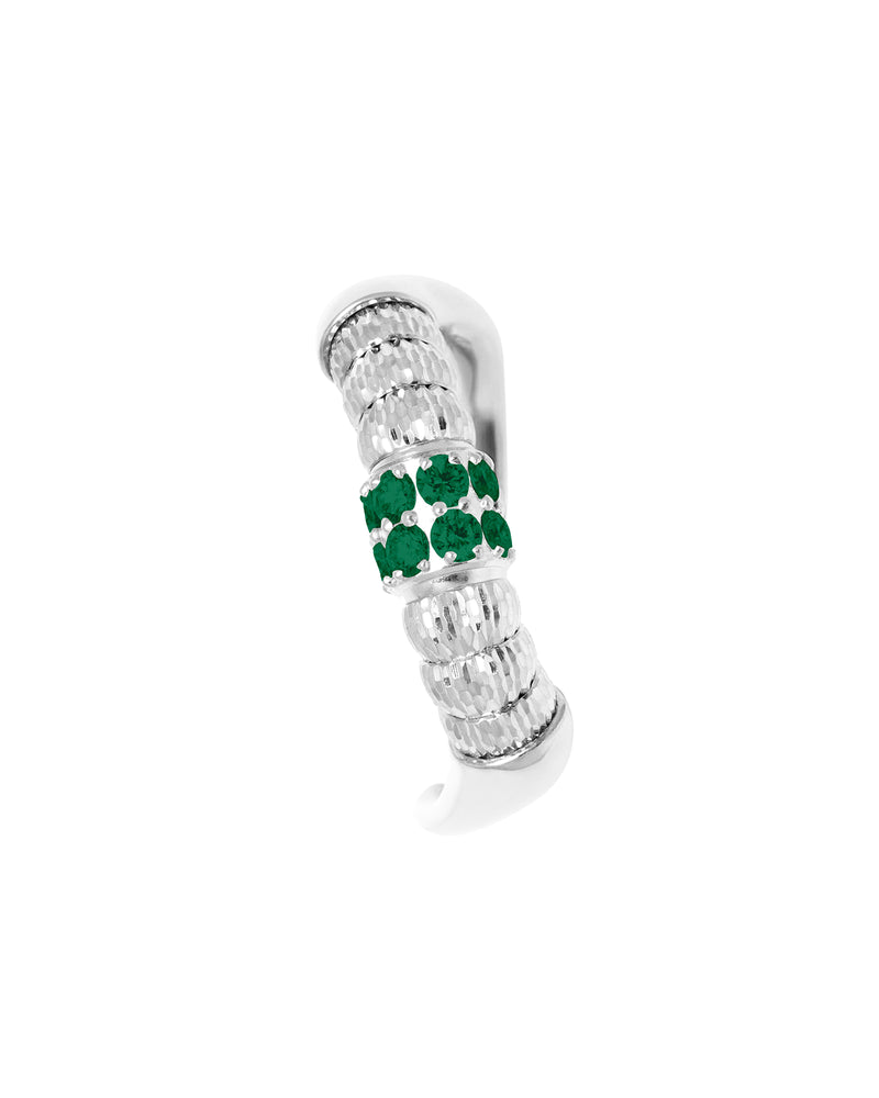 Enigma S 18kt White Gold Ring with Emeralds