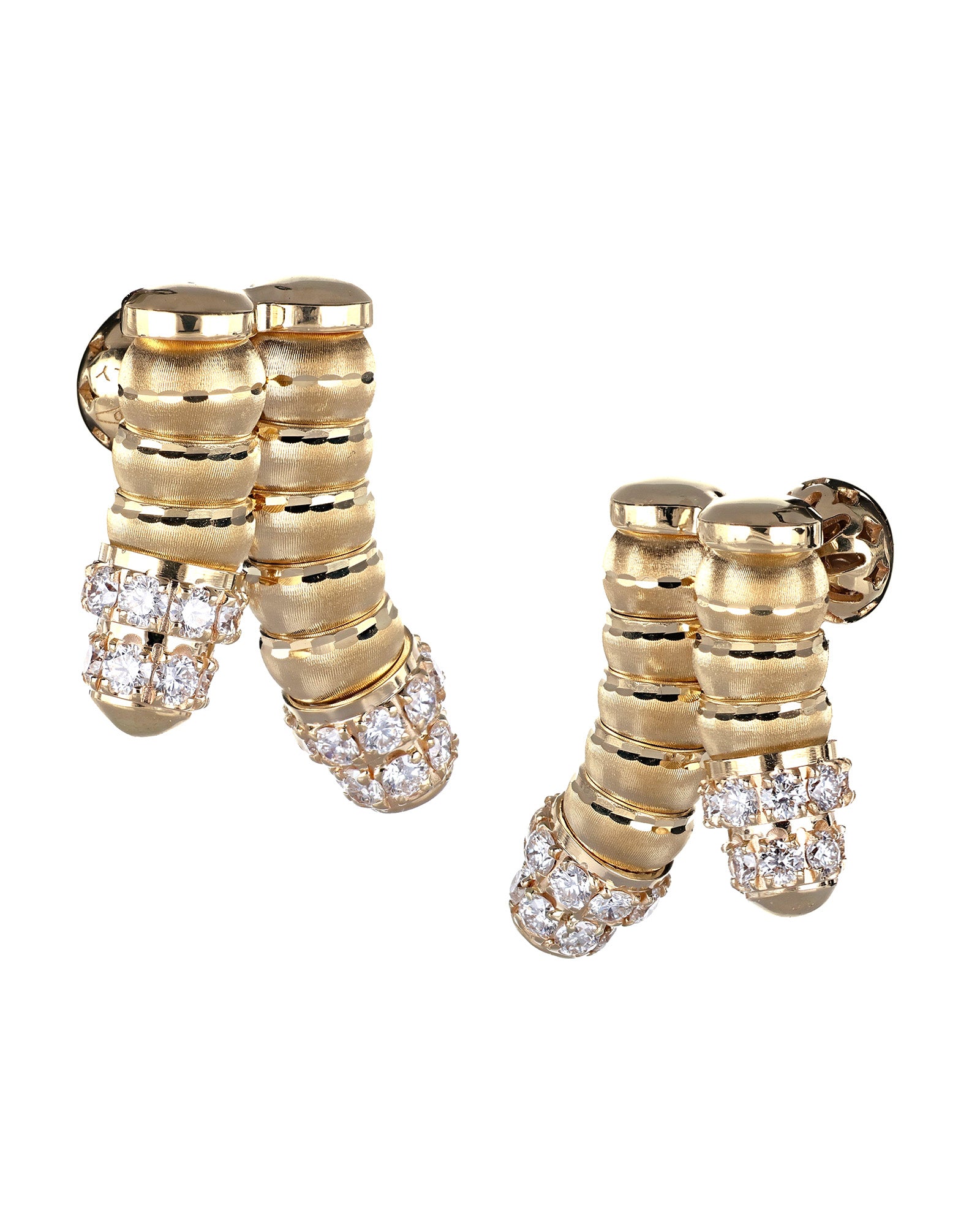 Enigma Veil 2-row Earrings in 18kt Yellow Gold and White Diamonds