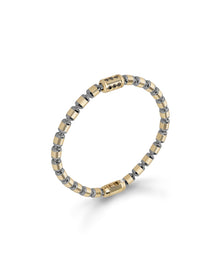 Lumen AC Bracelet in 18kt Gold and Gun Metal with Black Diamonds