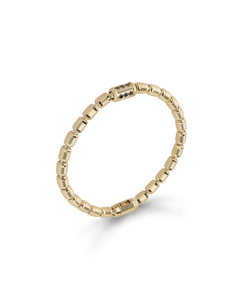 Lumen AC Bracelet in 18kt Gold and Black Diamonds