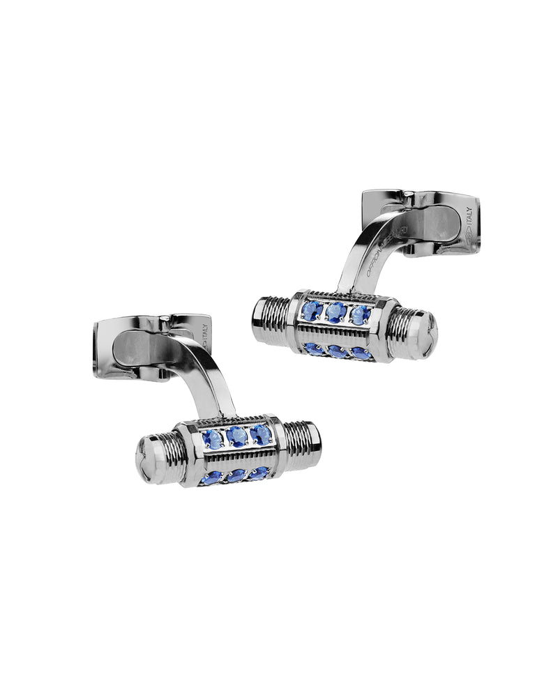 Lumen Cufflinks in 18kt White Gold and Sapphires