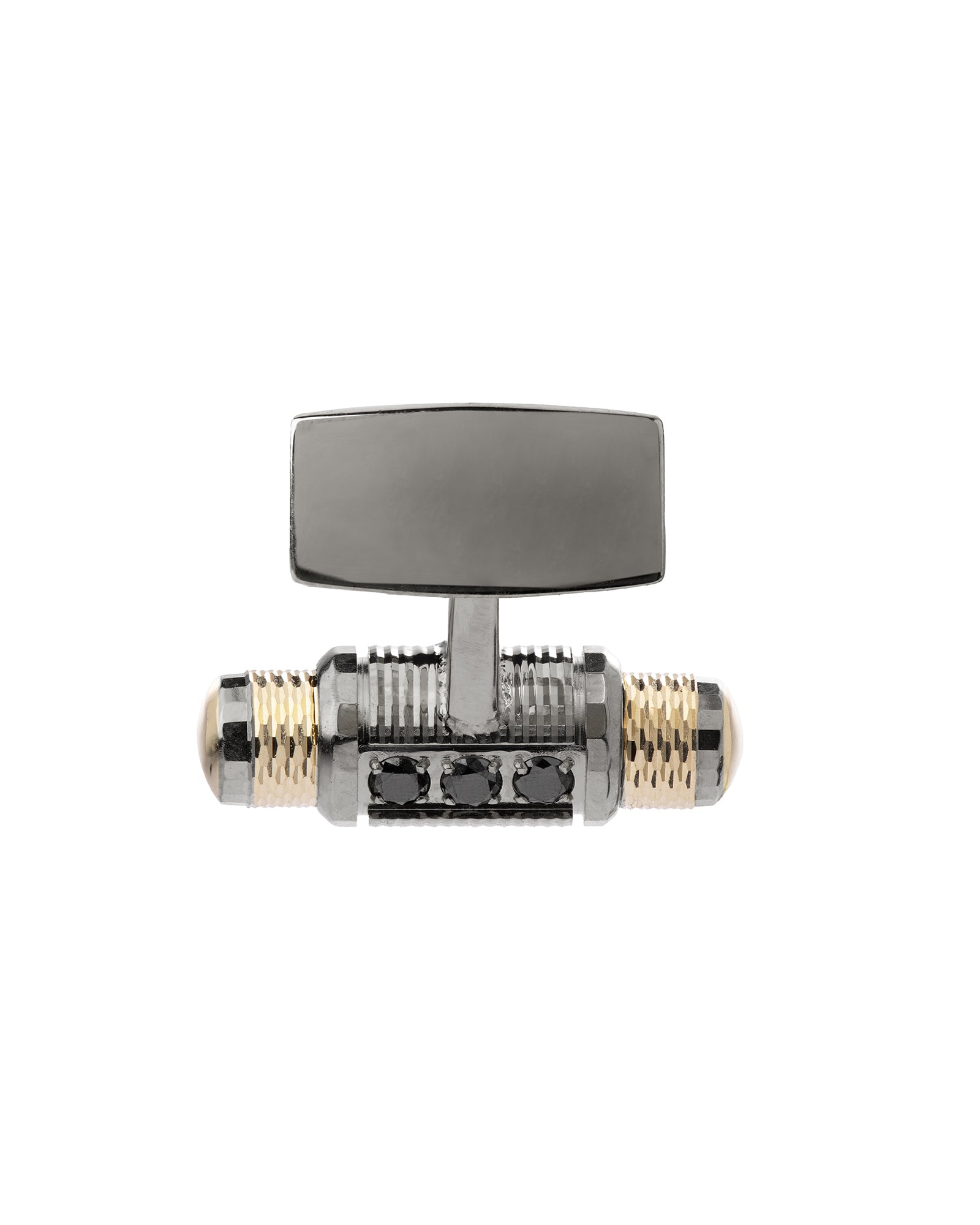 Lumen Cufflinks in 18kt Gold and Gun Metal with Black Diamonds