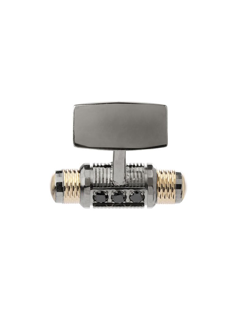 Lumen Cufflinks in 18kt Gold and Gun Metal with Black Diamonds