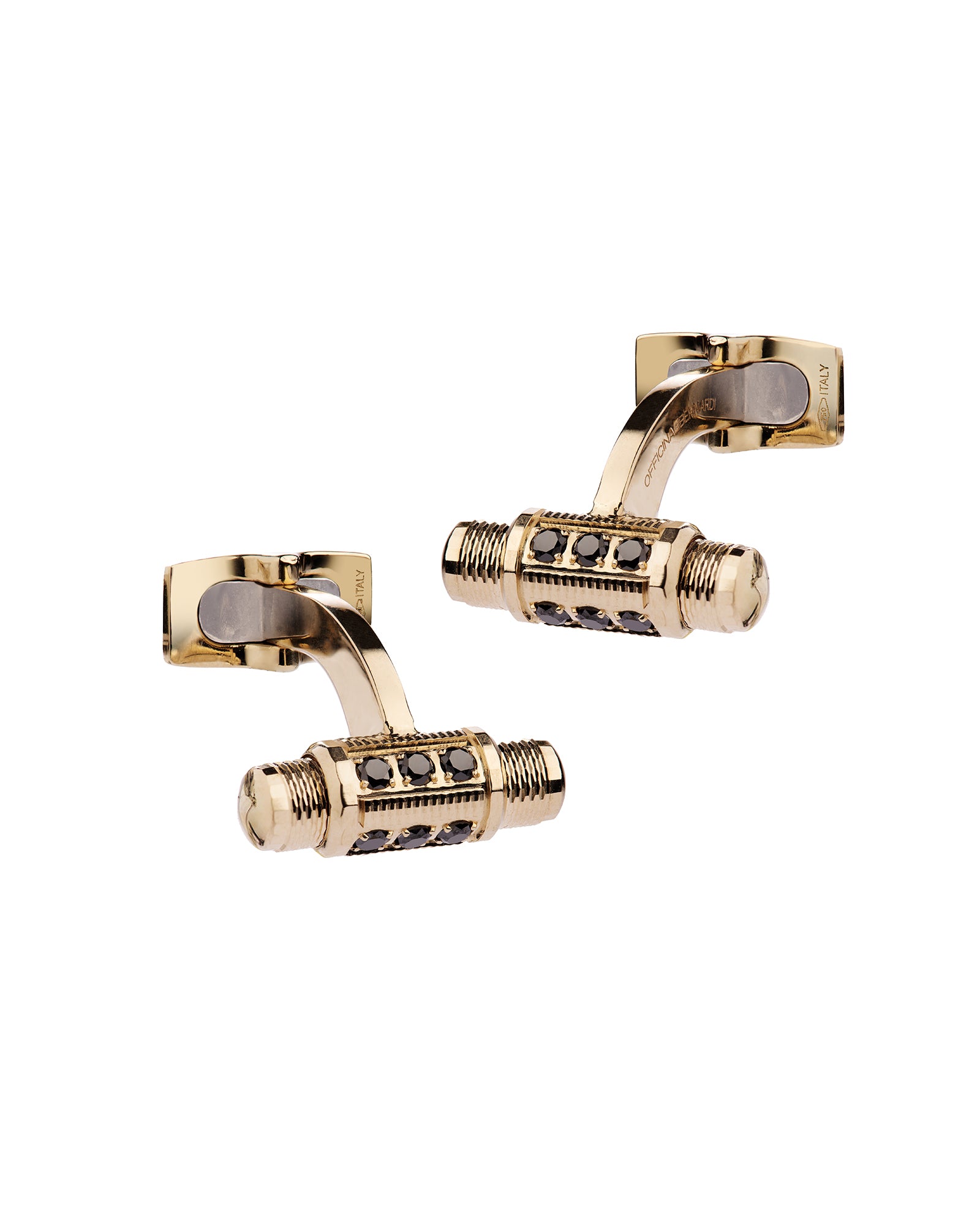 Lumen Cufflinks in 18kt Gold and Black Diamonds