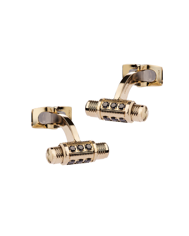 Lumen Cufflinks in 18kt Gold and Black Diamonds