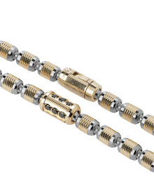 Lumen AC Necklace in 18kt Gold and Gun Metal with Black Diamonds