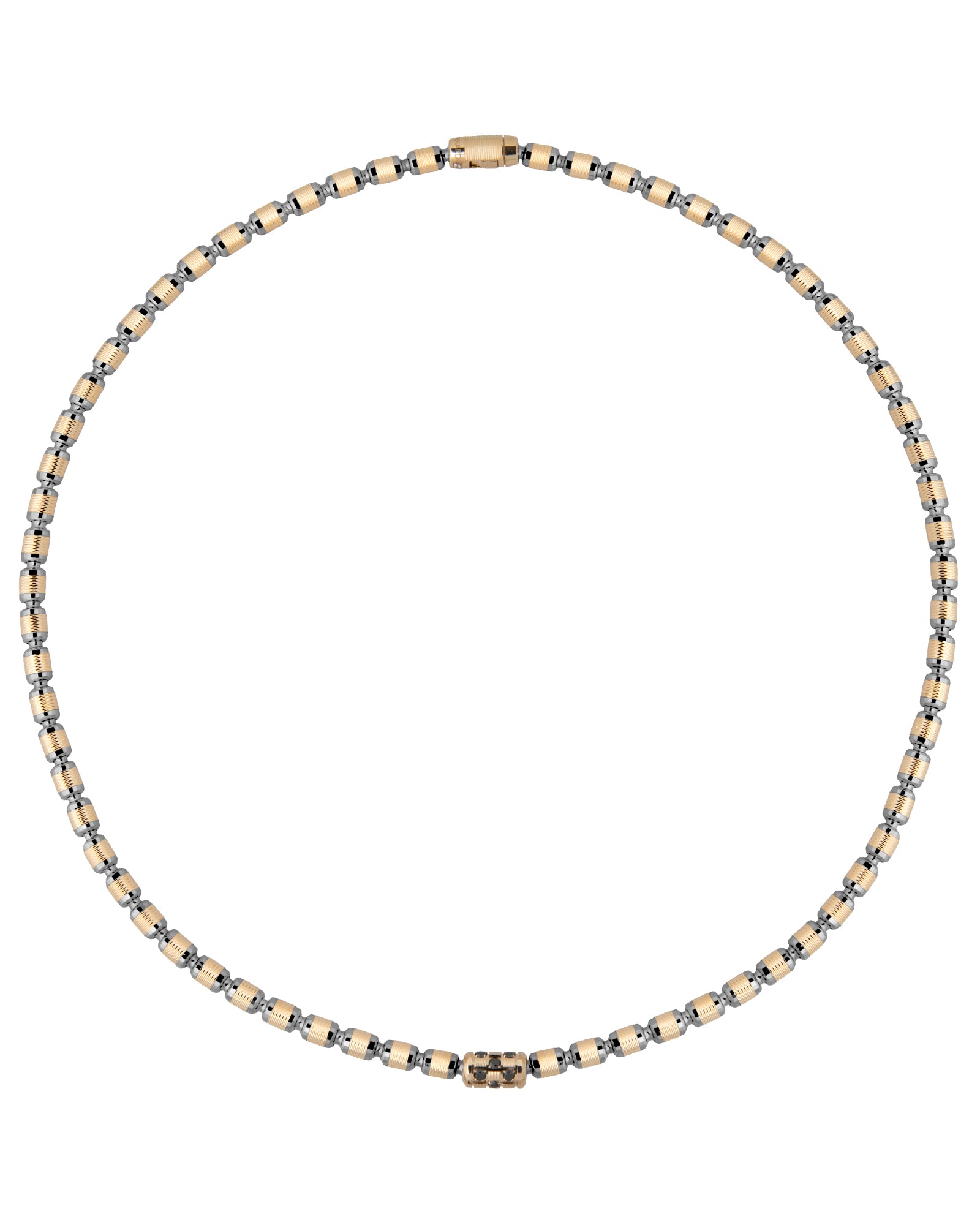 Lumen DC Necklace in 18kt Gold and Gun Metal with Black Diamonds