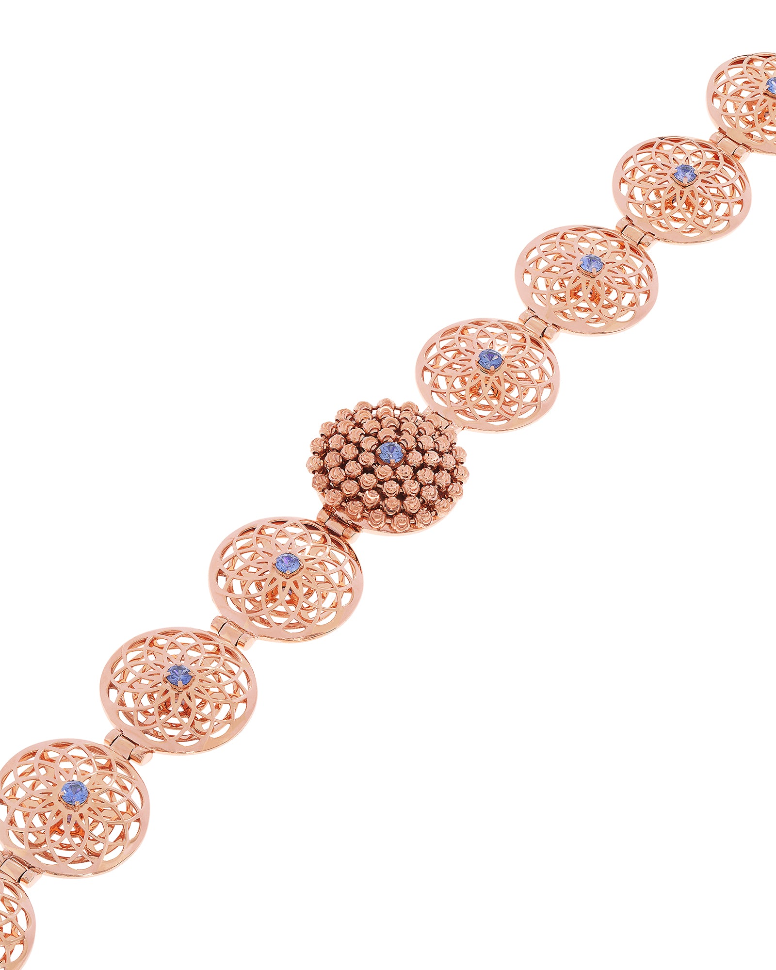 Mimosa Bracelet in 18kt Rose Gold and Blue Sapphires