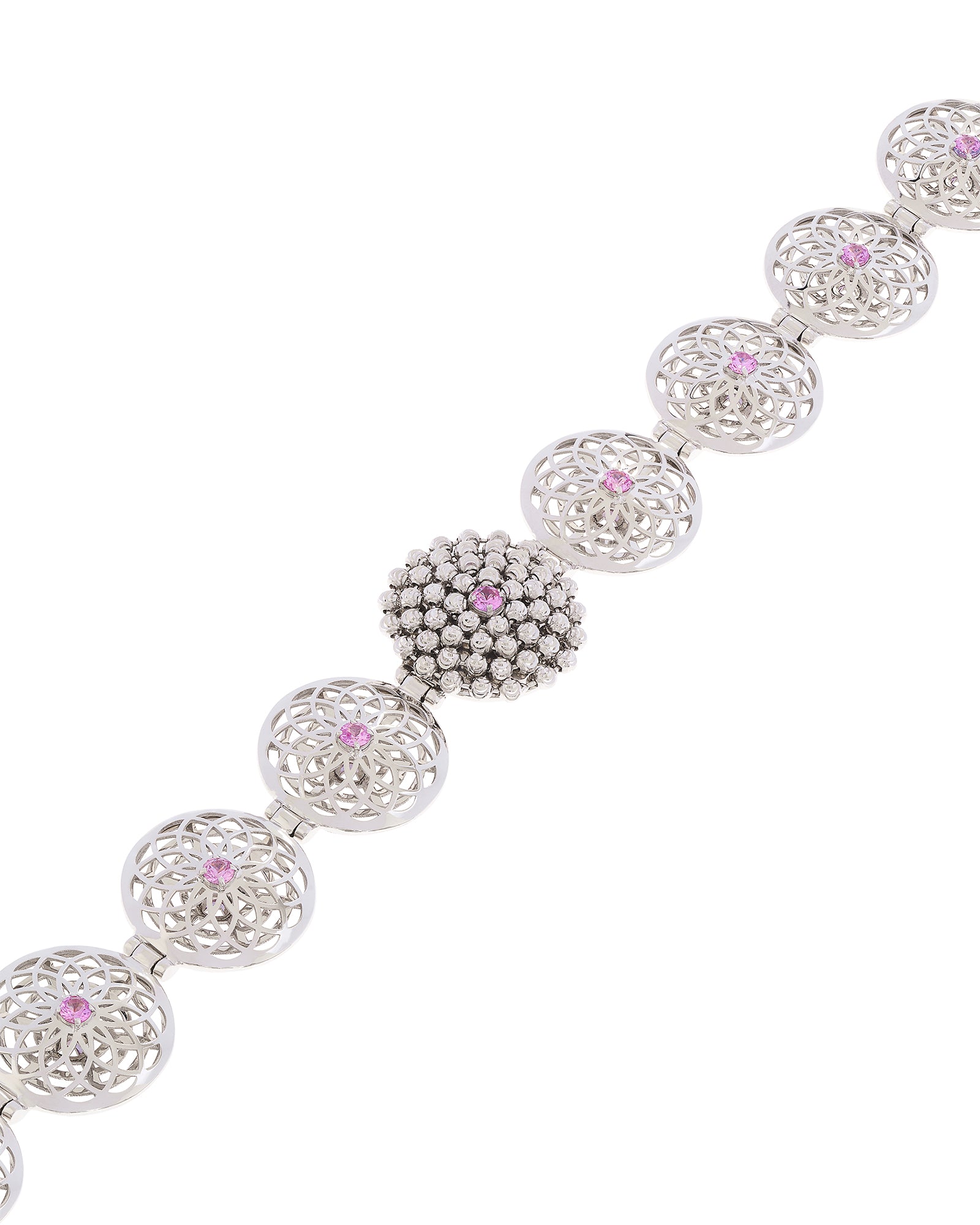 Mimosa Bracelet in 18kt White Gold and Pink Sapphires