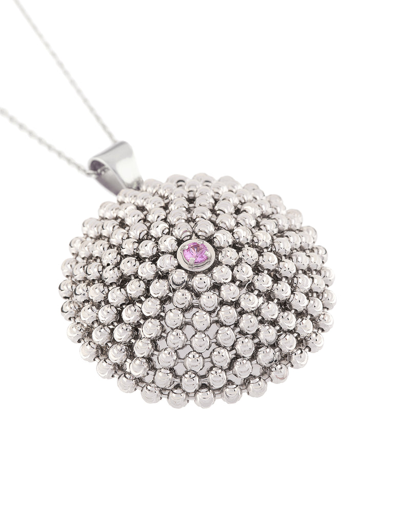 Mimosa Large Necklace in 18kt White Gold and Pink Sapphire