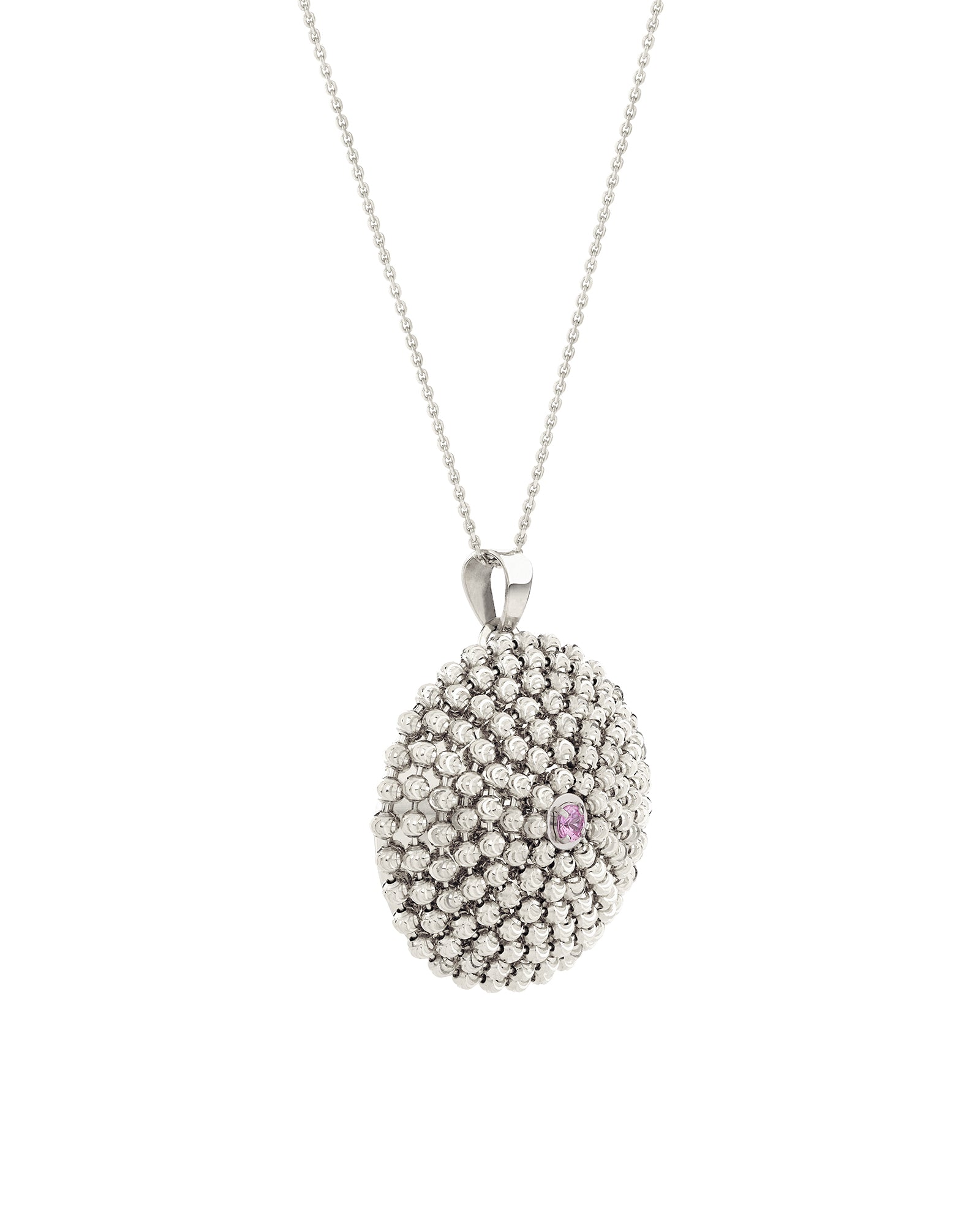 Mimosa Large Necklace in 18kt White Gold and Pink Sapphire