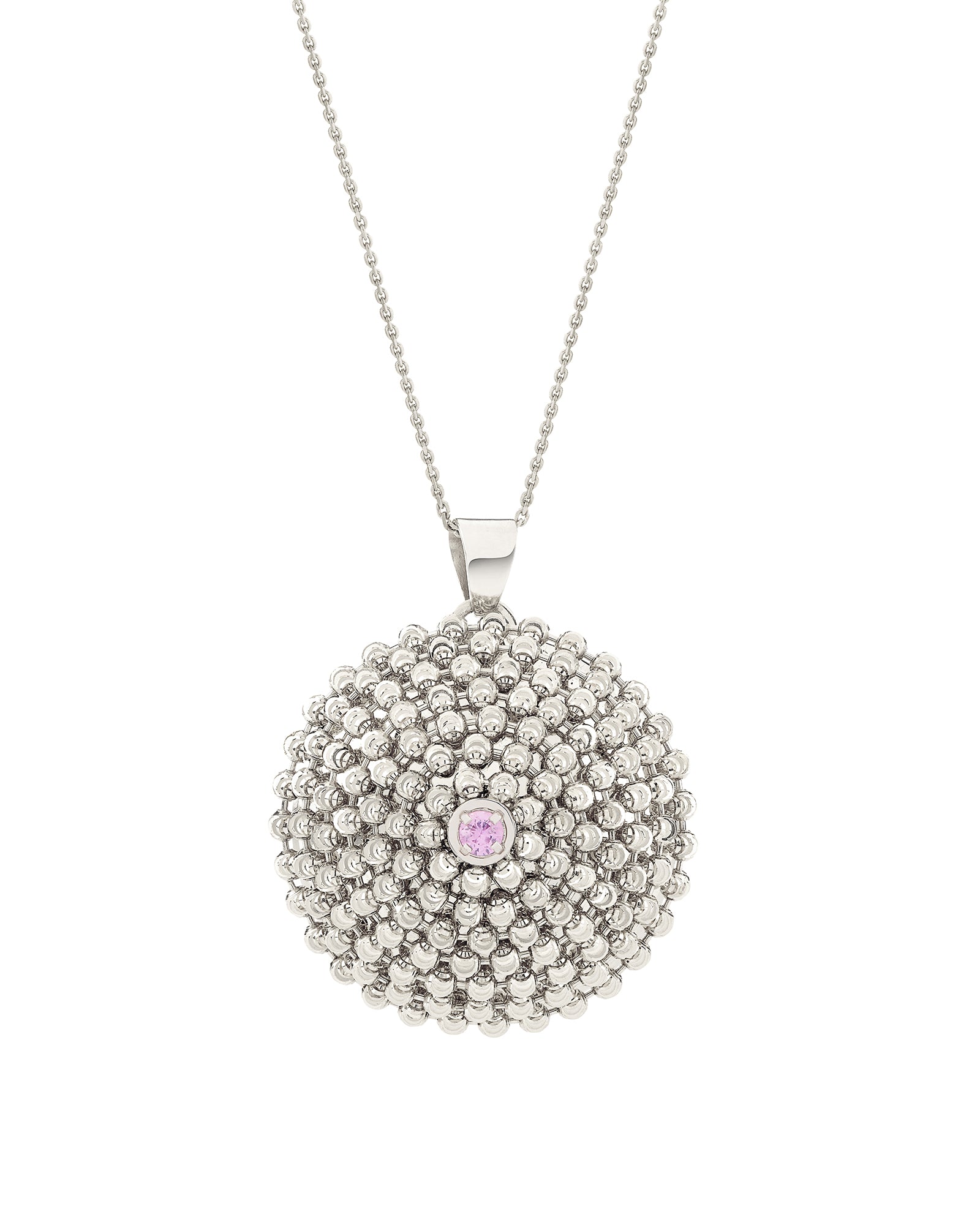 Mimosa Large Necklace in 18kt White Gold and Pink Sapphire