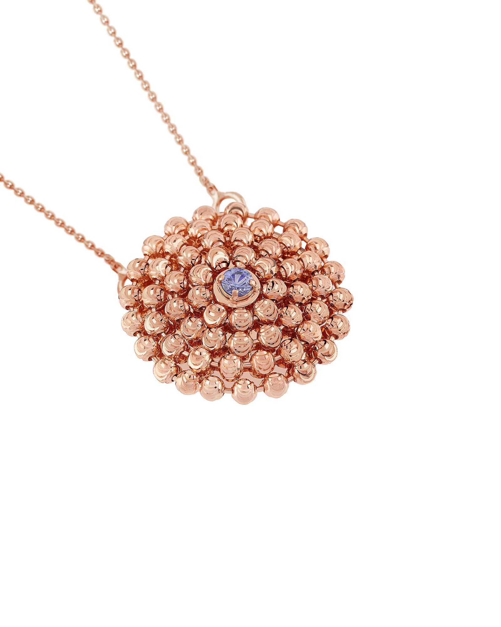 Mimosa Medium Necklace in 18kt Rose Gold and Blue Sapphire