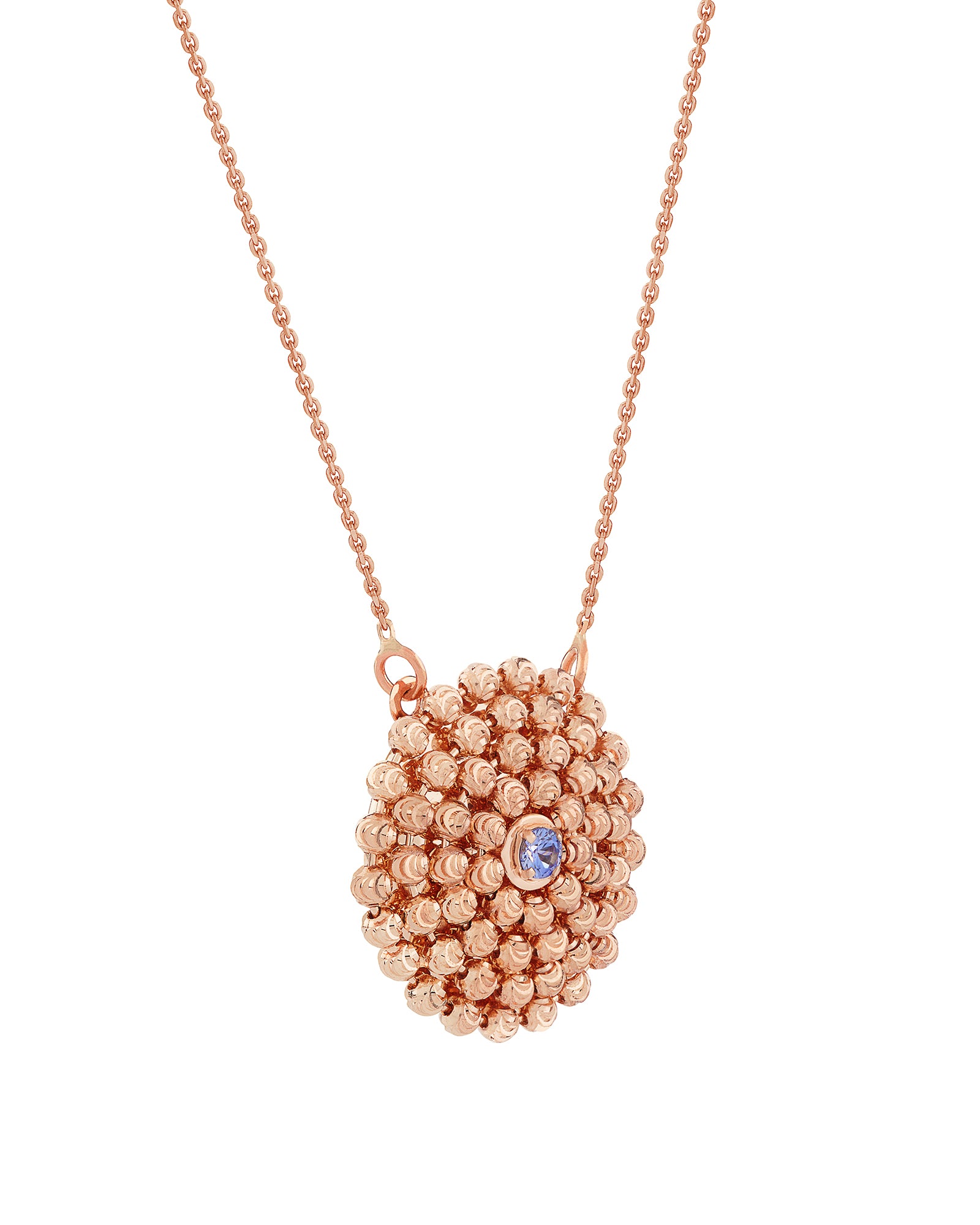 Mimosa Medium Necklace in 18kt Rose Gold and Blue Sapphire