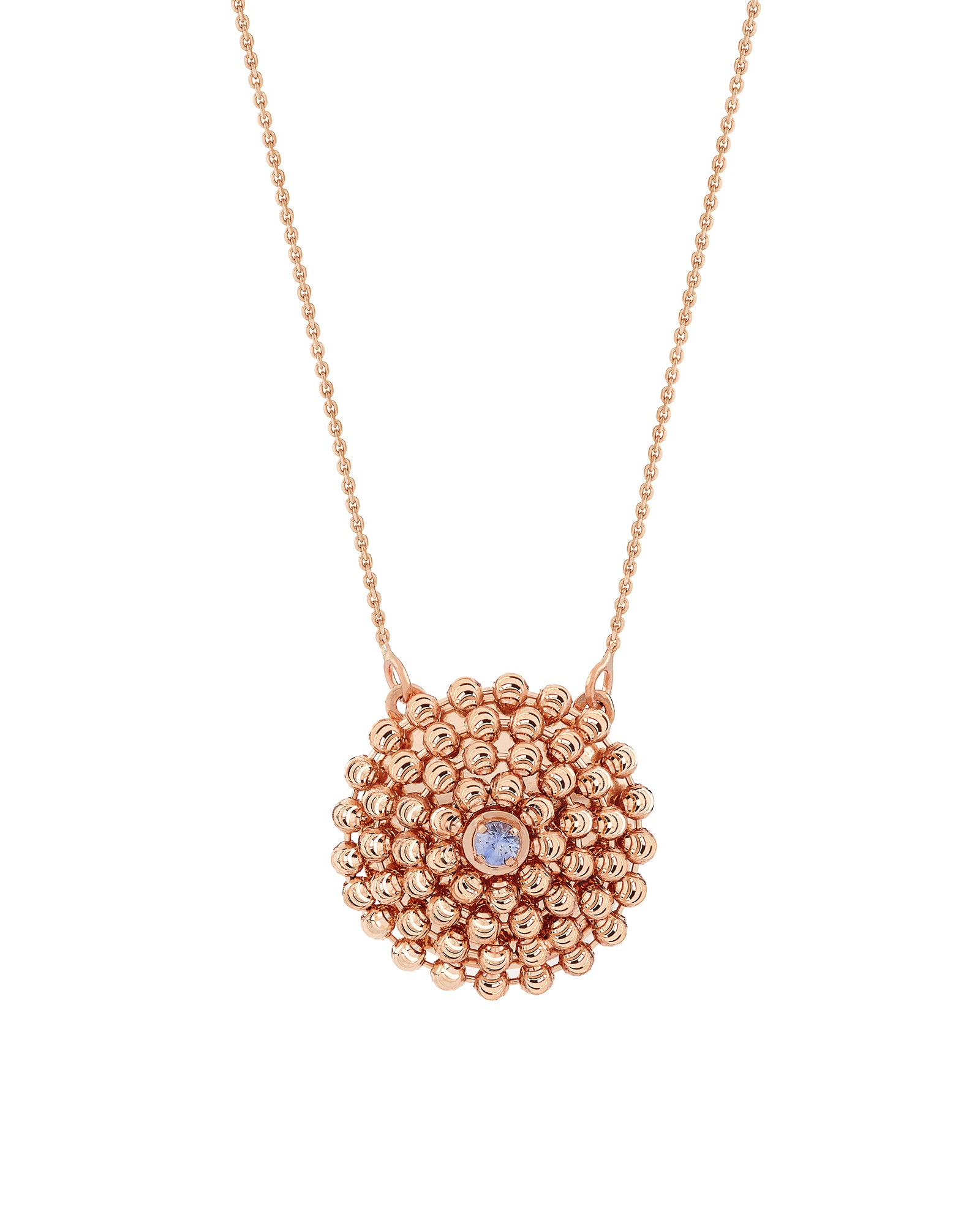 Mimosa Medium Necklace in 18kt Rose Gold and Blue Sapphire