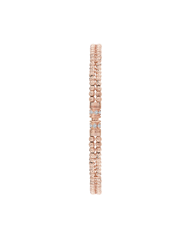 Moon 2 row bracelet in 18kt gold and rubies