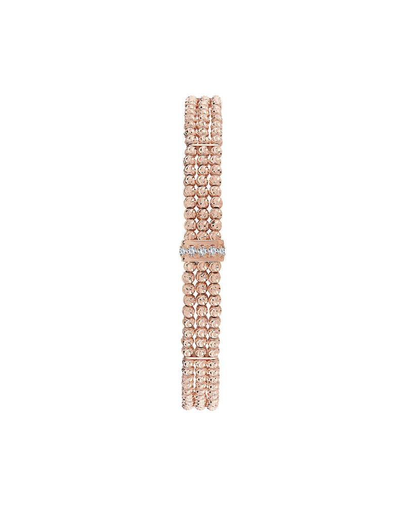Moon 3 row bracelet in 18kt gold and rubies