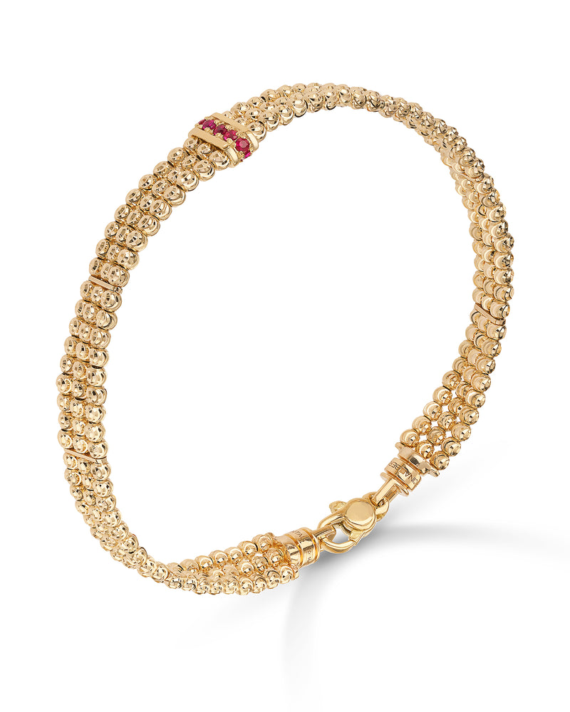 Moon Bracciale 3 file in Oro 18kt e Rubini