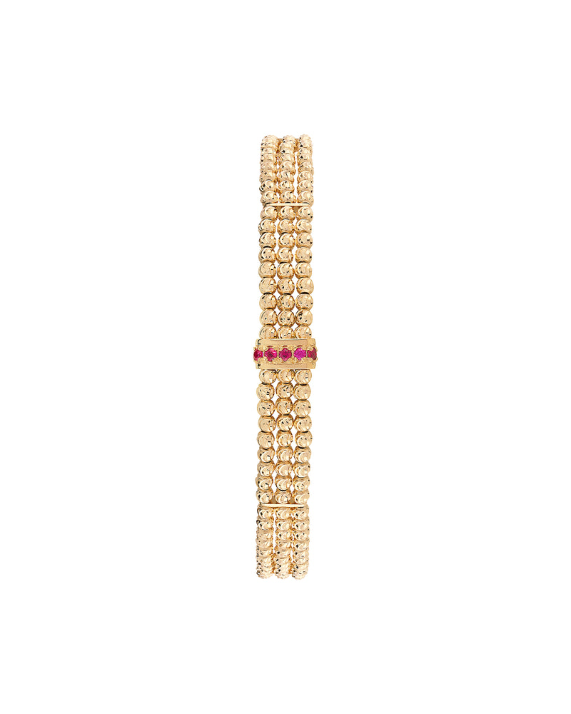 Moon Bracciale 3 file in Oro 18kt e Rubini