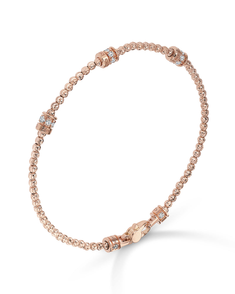 Moon Bracelet 3 Elements in 18kt Rose Gold and White Diamonds