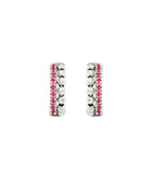 Moon Eden Hoop Earrings in 18kt White Gold and Rubies