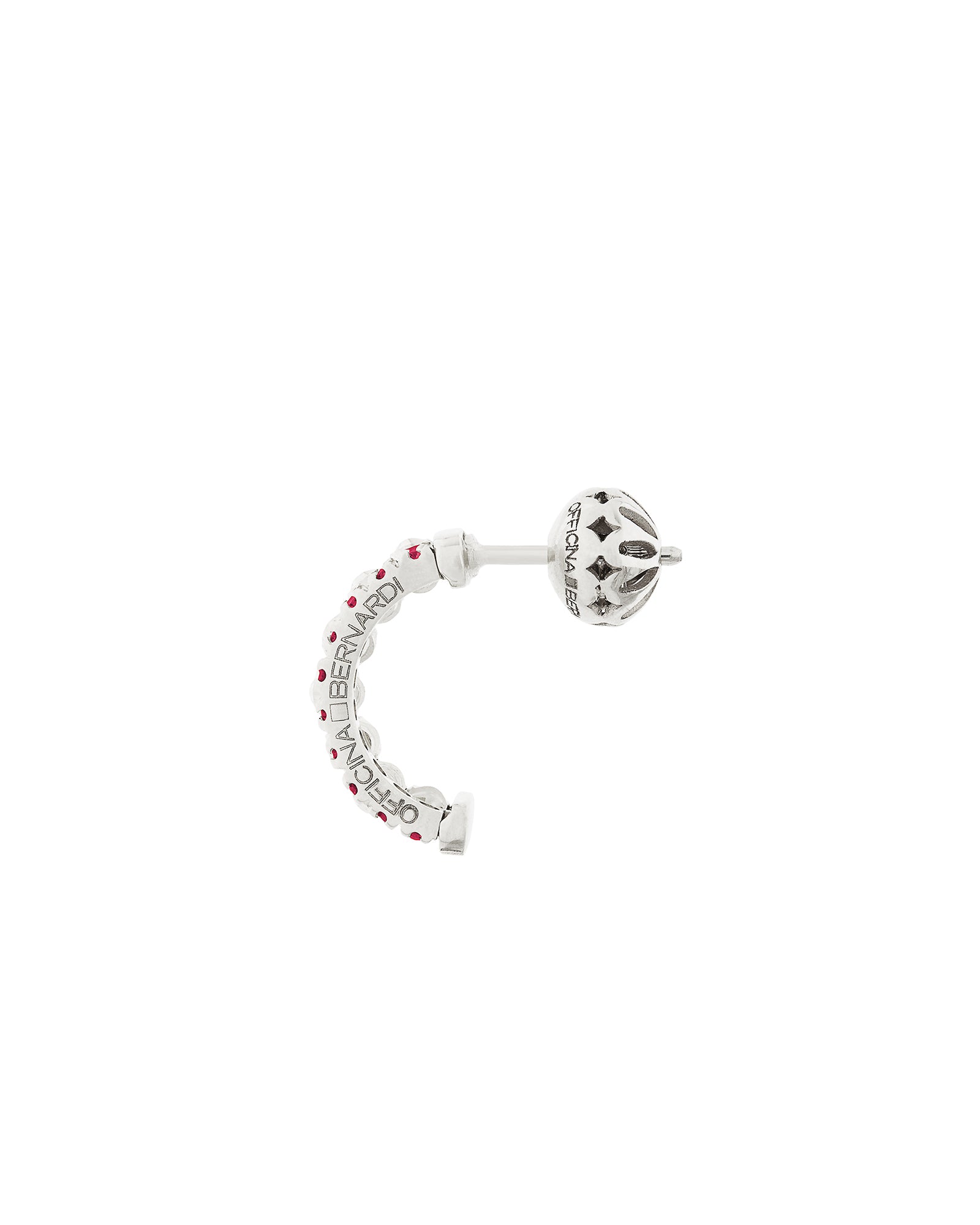 Moon Eden Hoop Earrings in 18kt White Gold and Rubies