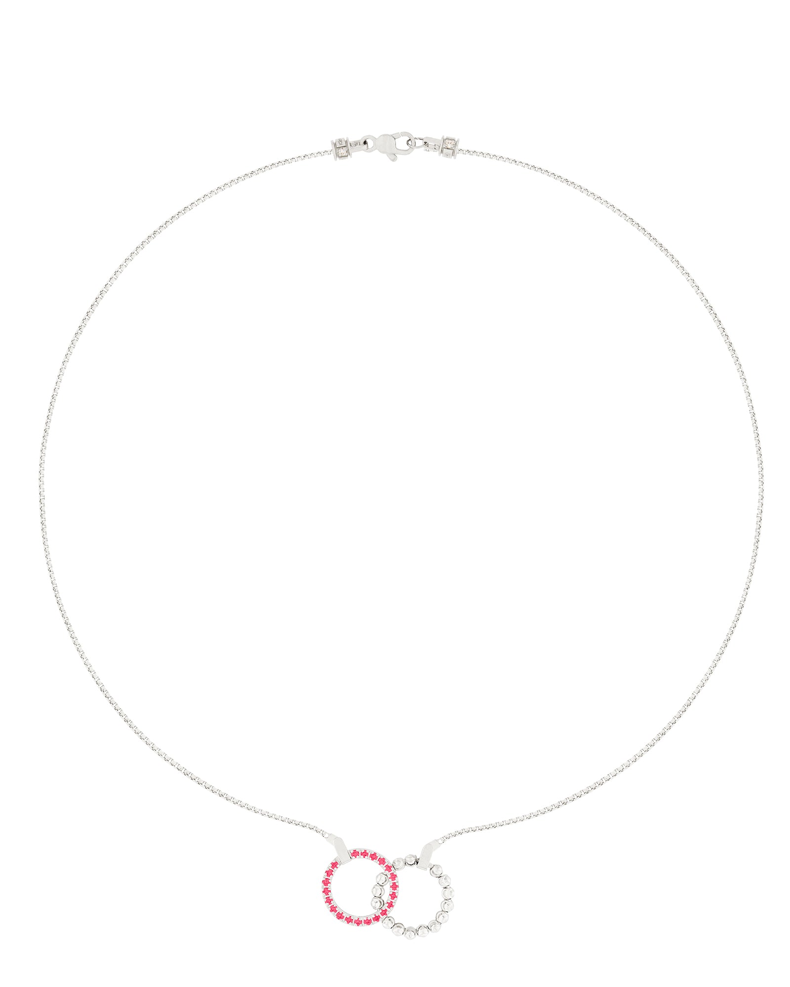 Moon Eden Necklace in 18kt White Gold and Rubies