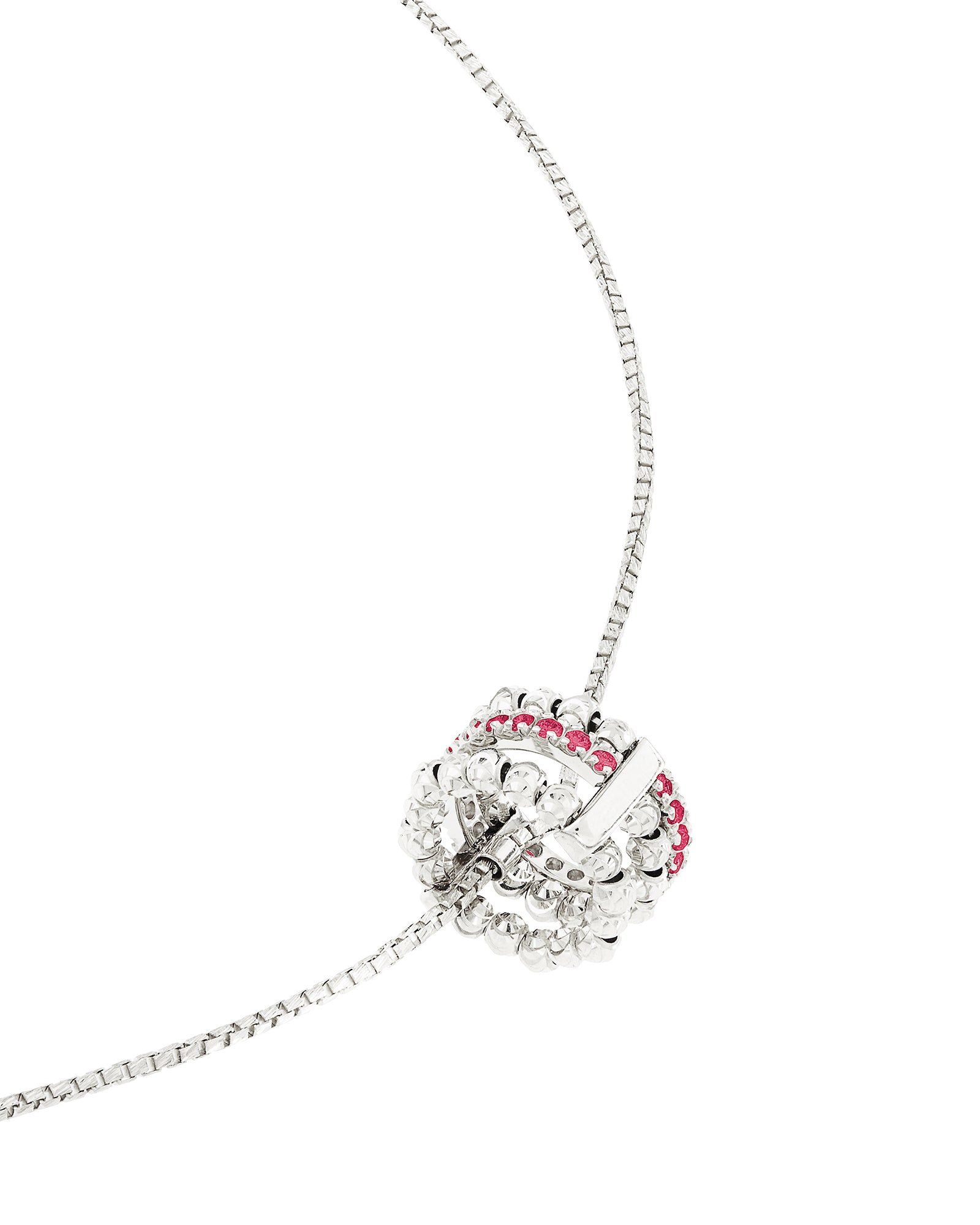 Moon Eden Pendant Necklace in 18kt White Gold and Rubies