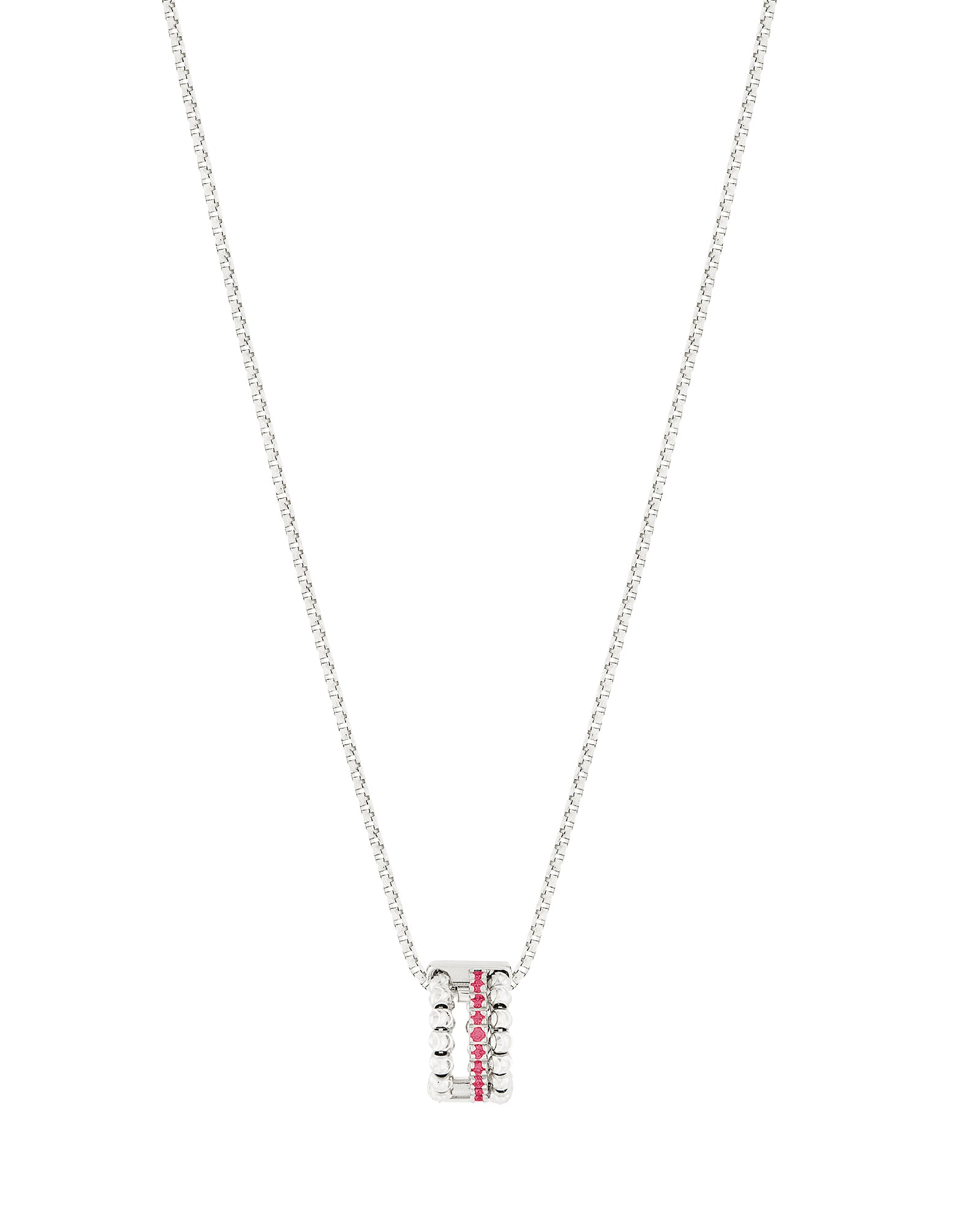 Moon Eden Pendant Necklace in 18kt White Gold and Rubies