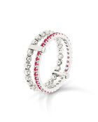 Moon Eden 2 row ring in 18kt White Gold and Rubies