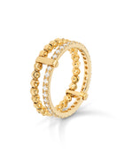 Moon Eden 2 row ring in 18kt gold and diamonds