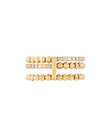 Moon Eden 3 Row Ring in 18kt Gold and Diamonds