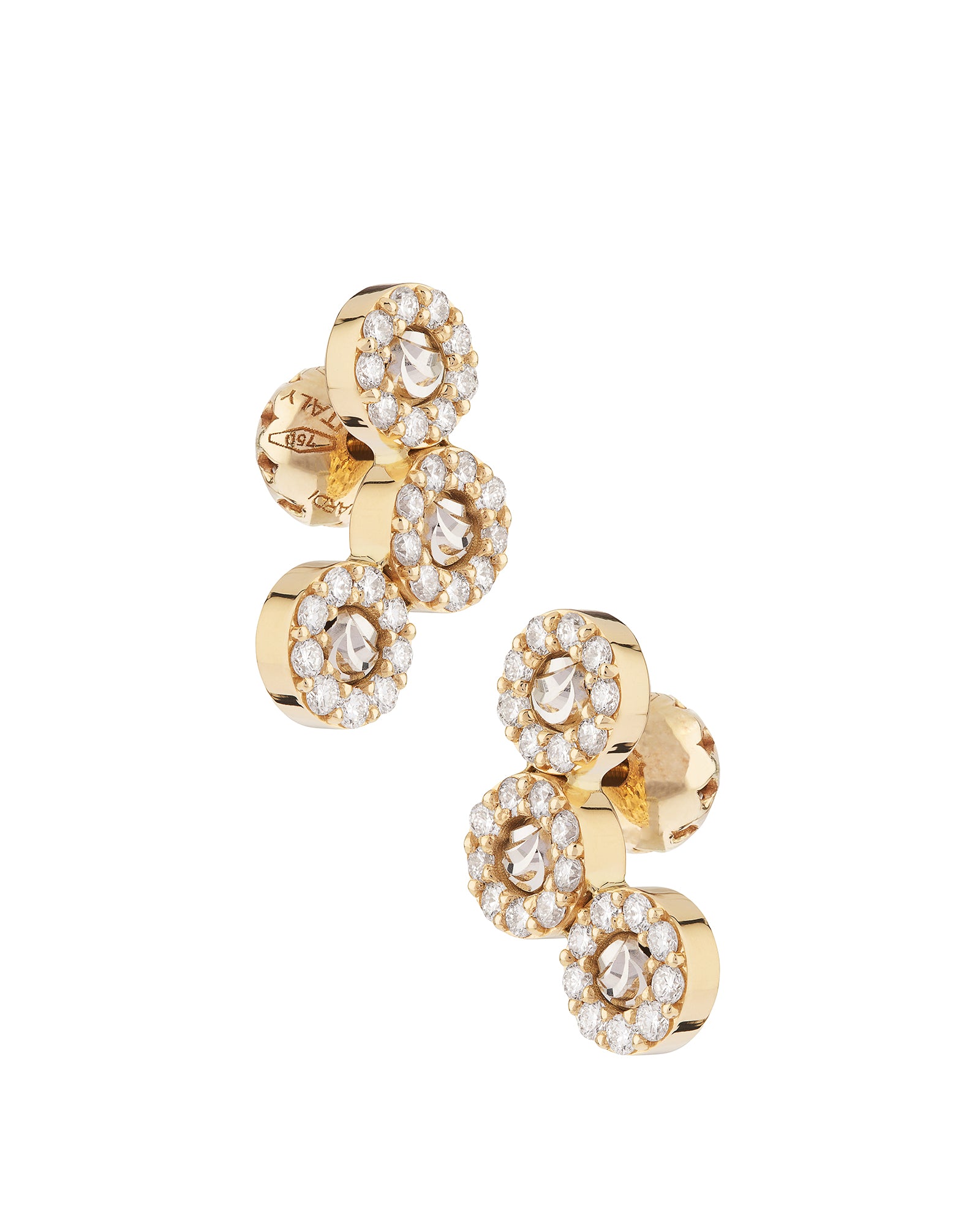 Moon Grace 3 Elements Earrings in 18kt Gold and Diamonds