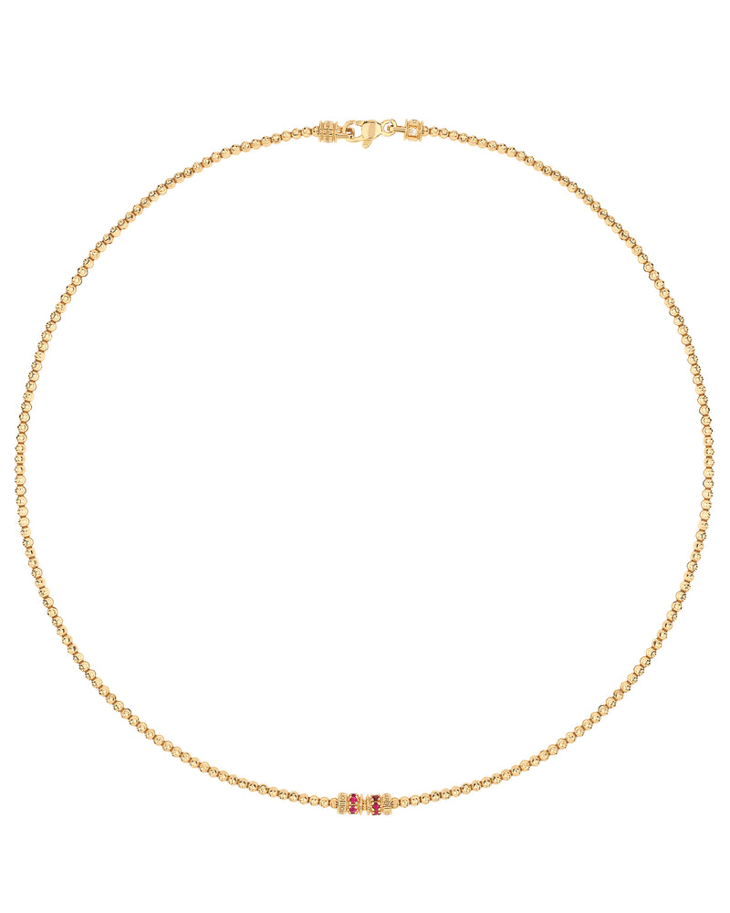 Moon Necklace in 18kt Gold and Rubies