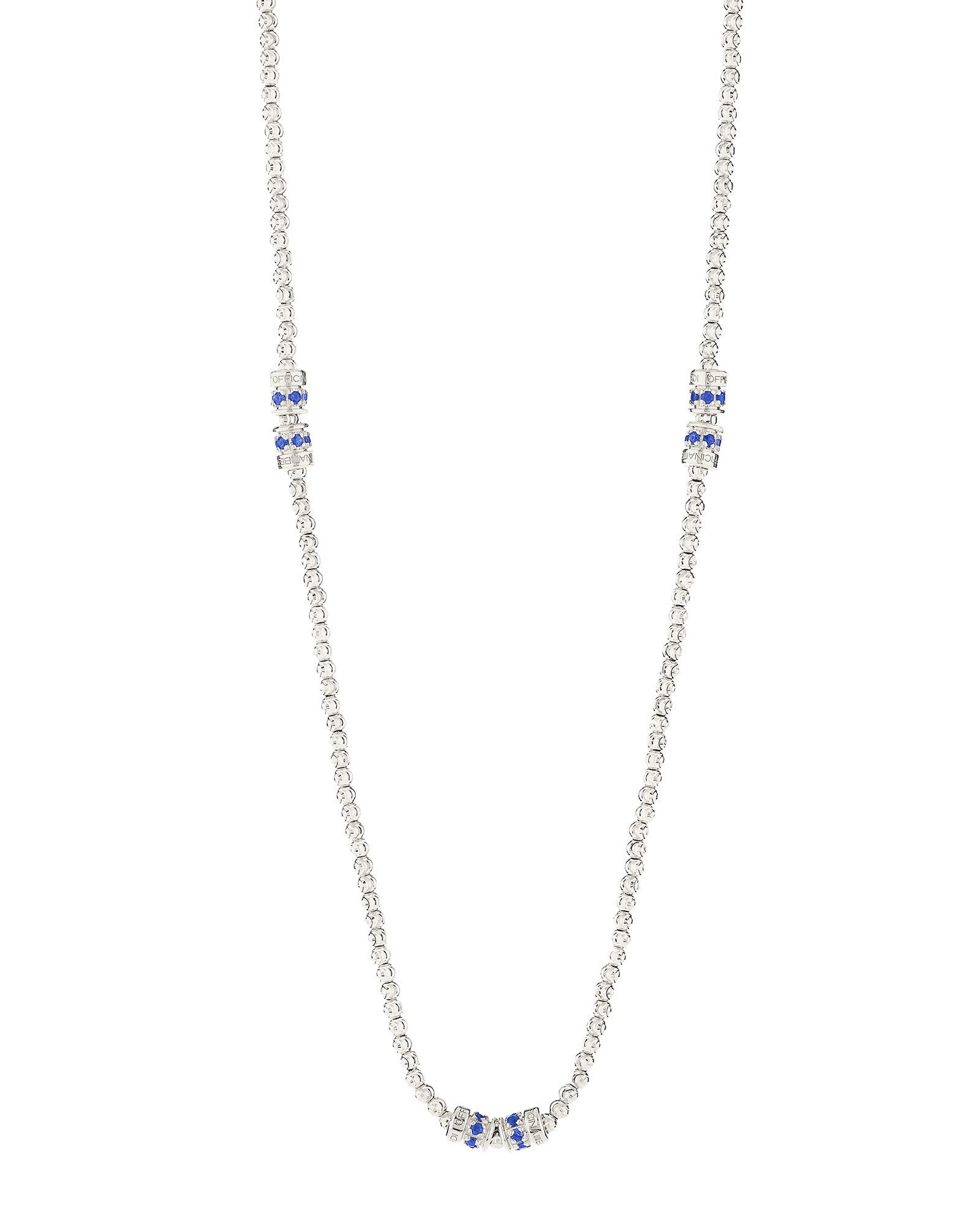 Moon 3 Elements Necklace in 18kt White Gold and Sapphires
