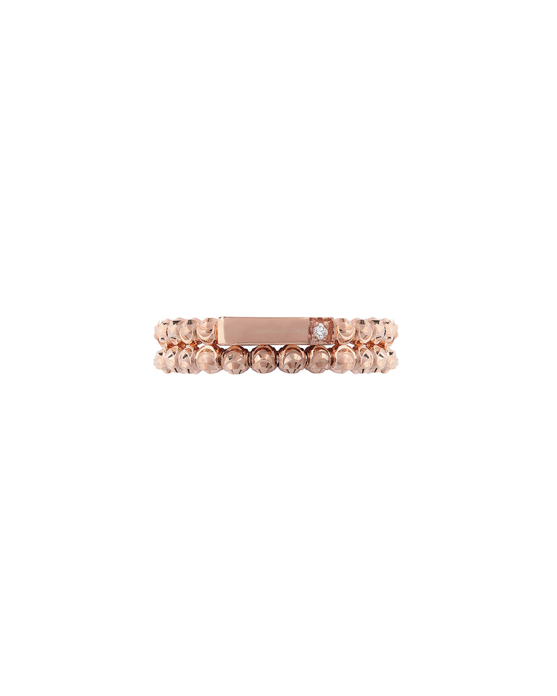 Moon 2 row ring in 18kt gold