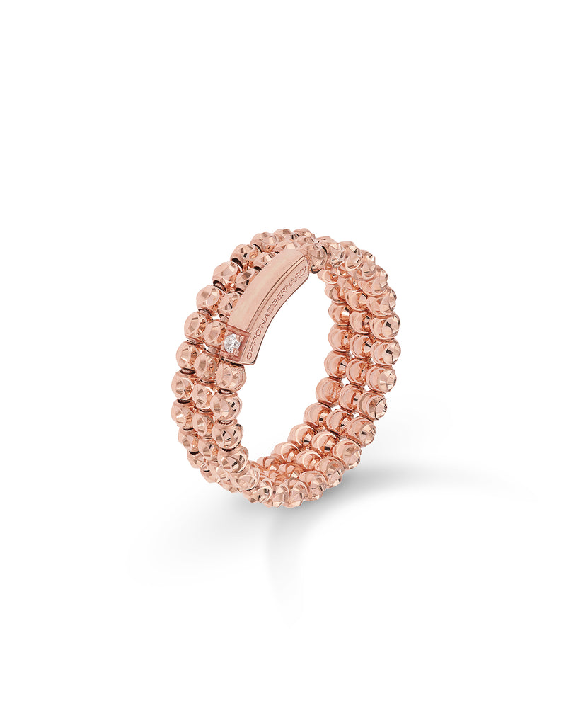 Moon 3 row ring in 18kt gold