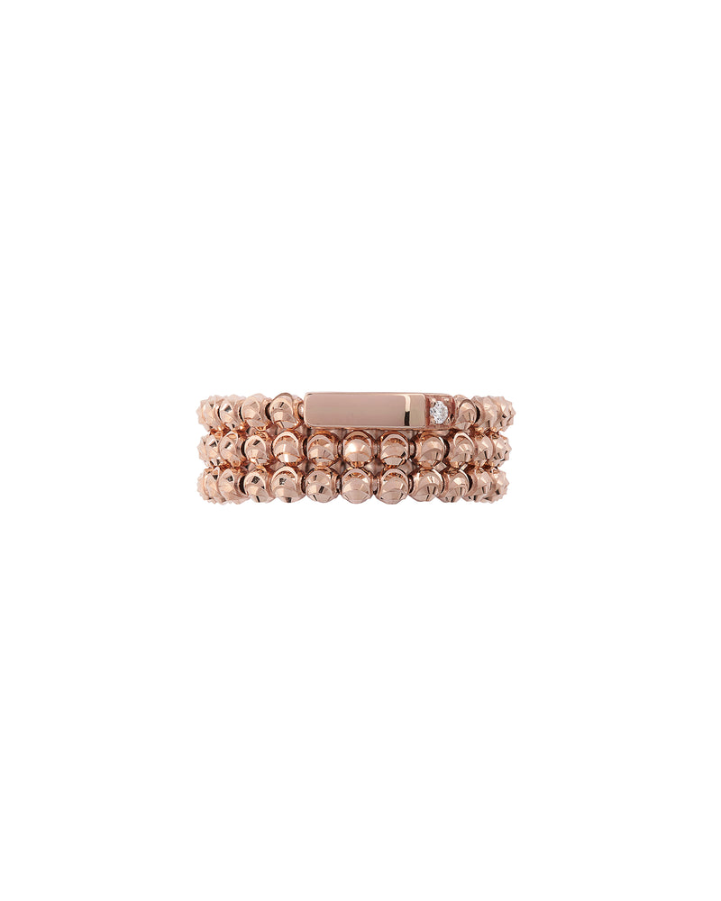 Moon 3 row ring in 18kt gold