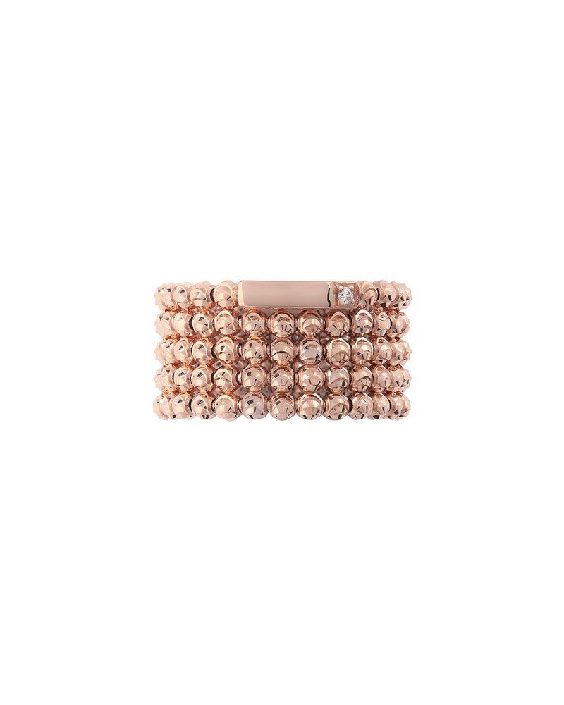 Moon 5 row ring in 18kt gold