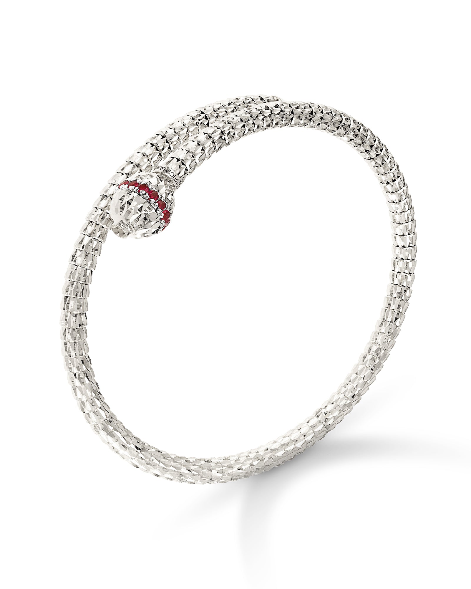 Ophidia Bangle Bracelet in 18kt White Gold and Rubies