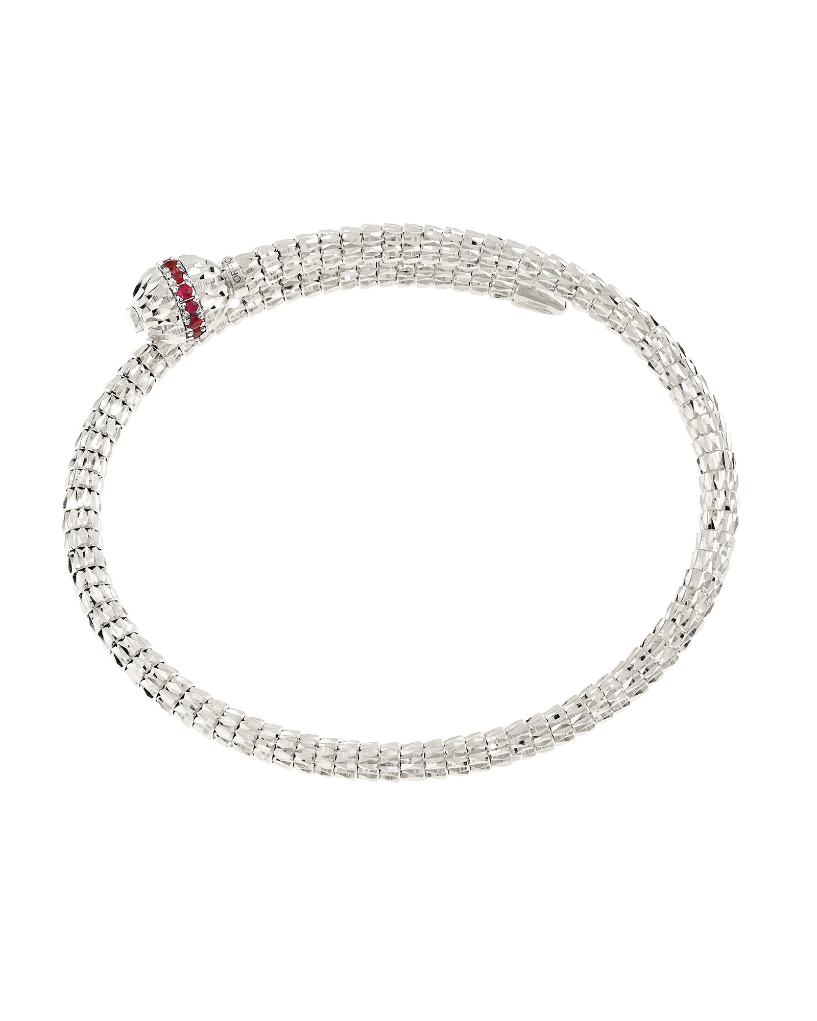 Ophidia Bangle Bracelet in 18kt White Gold and Rubies