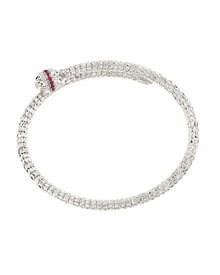 Ophidia Bangle Bracelet in 18kt White Gold and Rubies