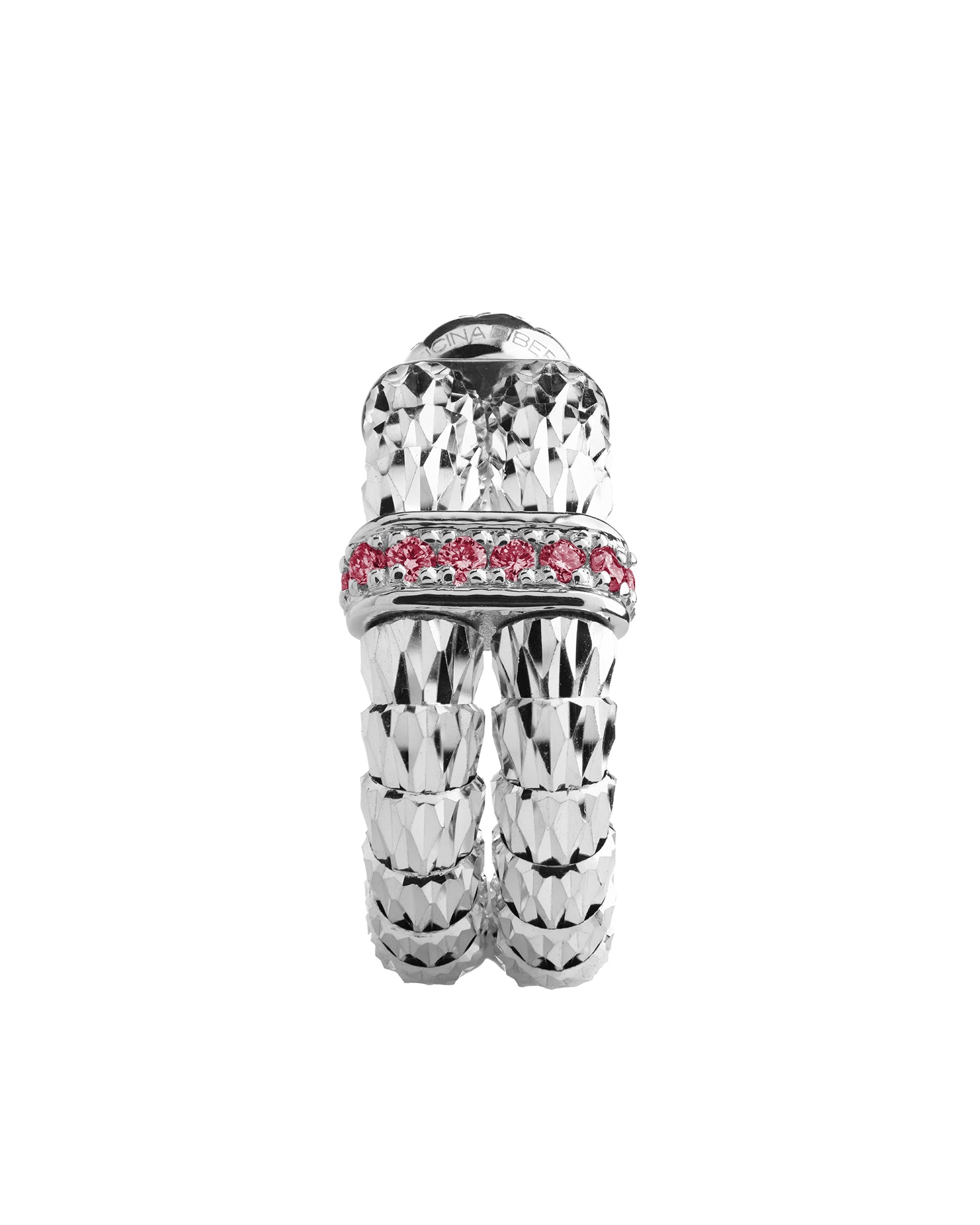 Ophidia 2 row earrings in 18kt white gold and rubies