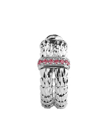 Ophidia 2 row earrings in 18kt white gold and rubies