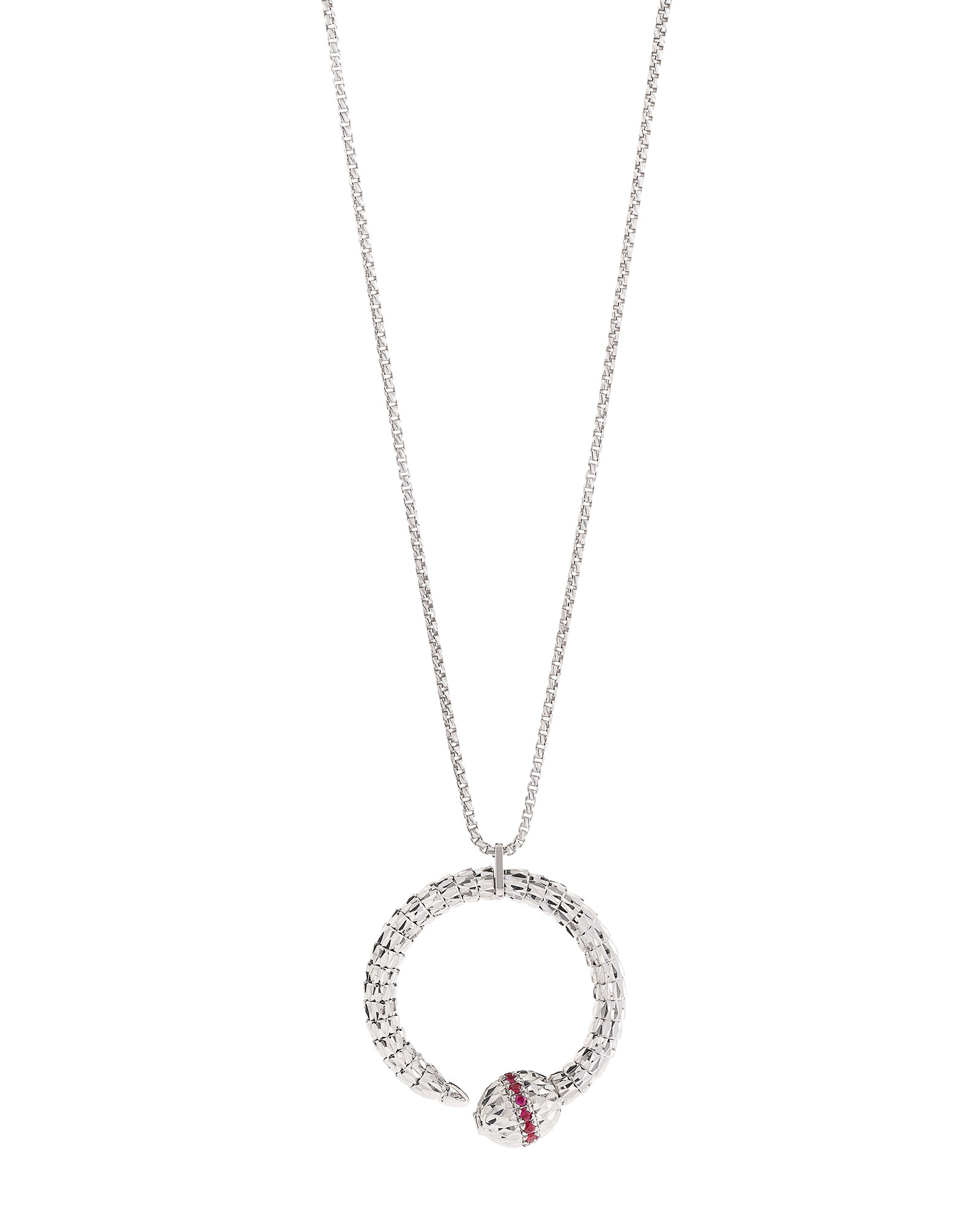Ophidia Pendant Necklace in 18kt White Gold and Rubies