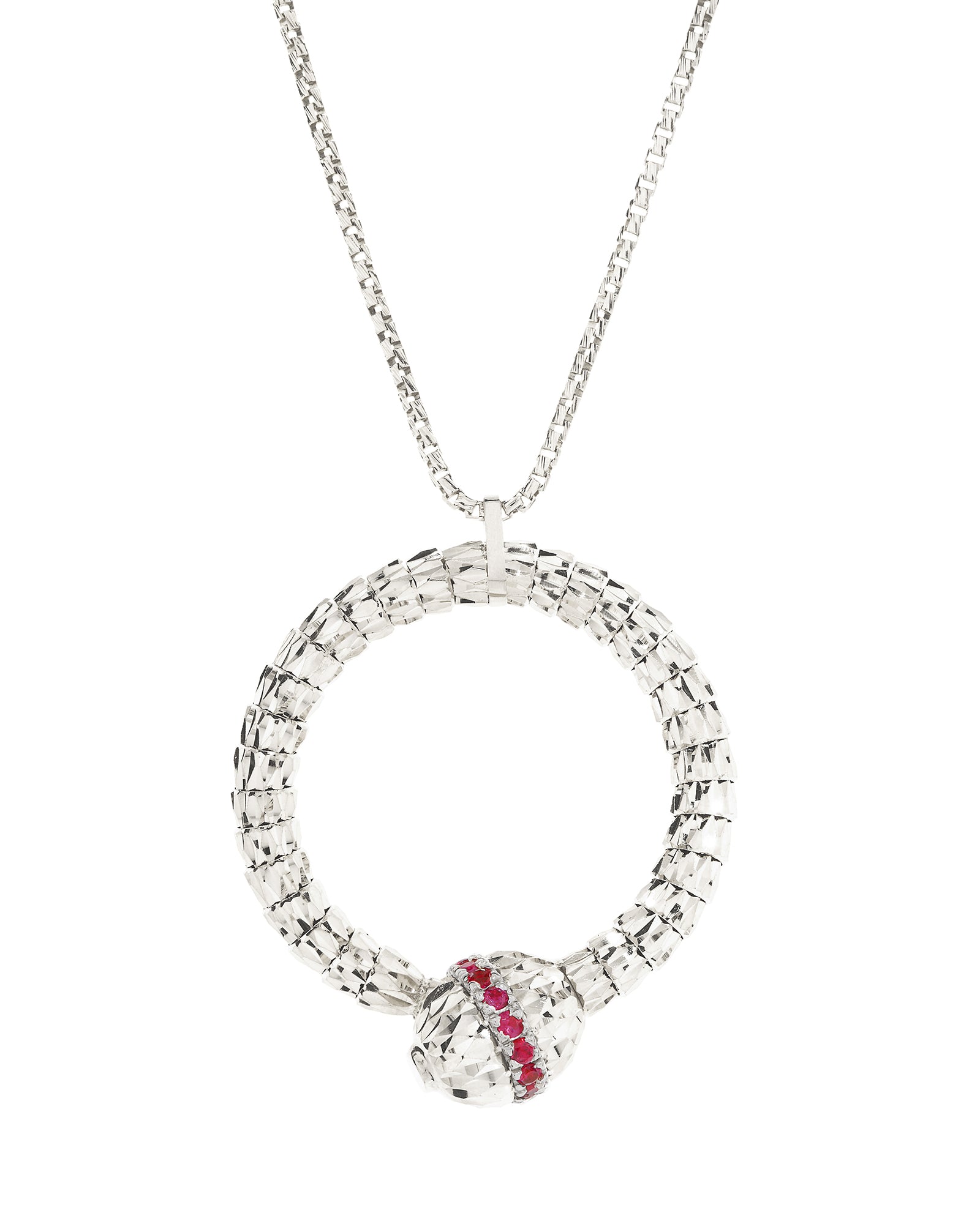 Ophidia Pendant Necklace in 18kt White Gold and Rubies
