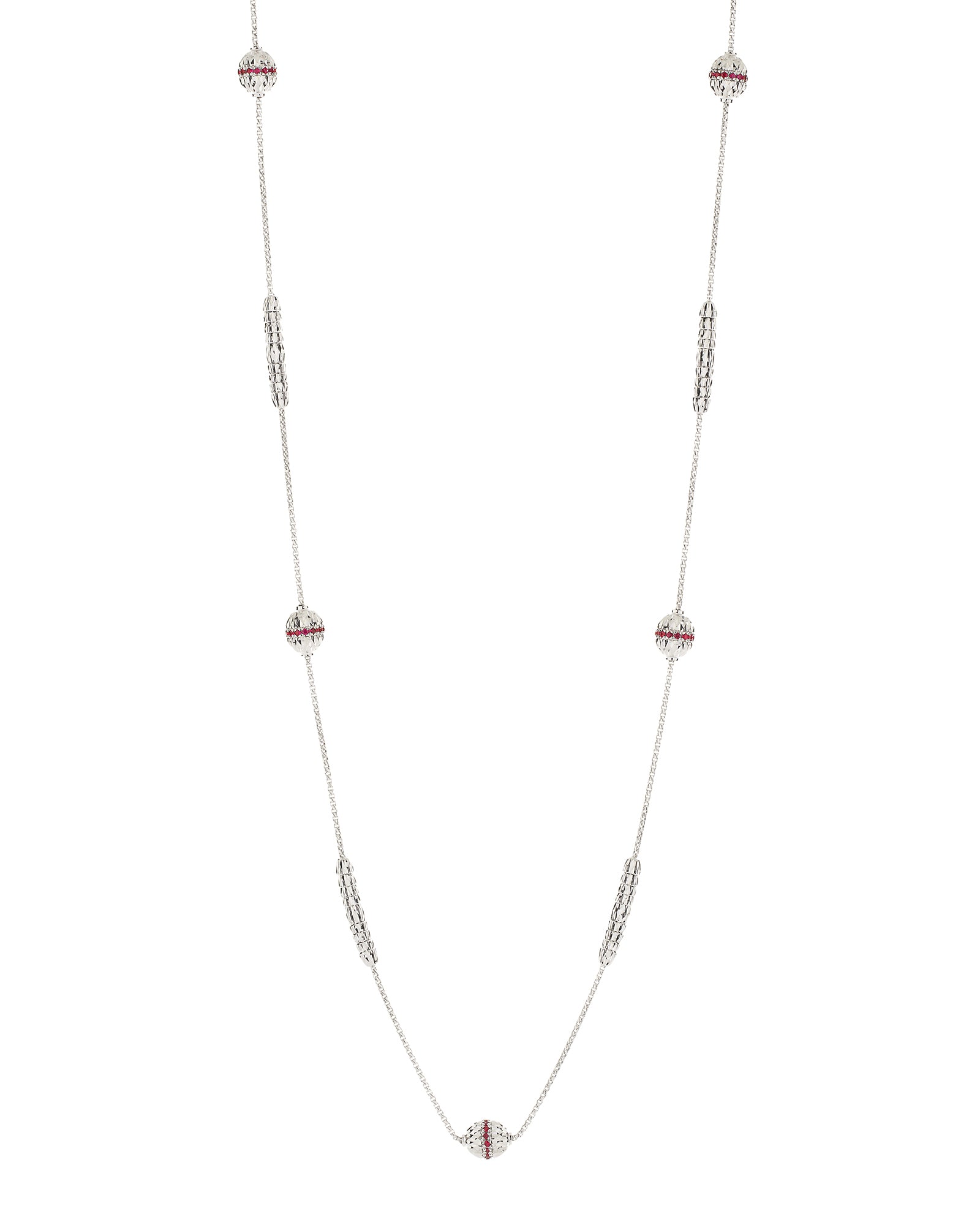 Ophidia Station Necklace in 18kt White Gold and Rubies