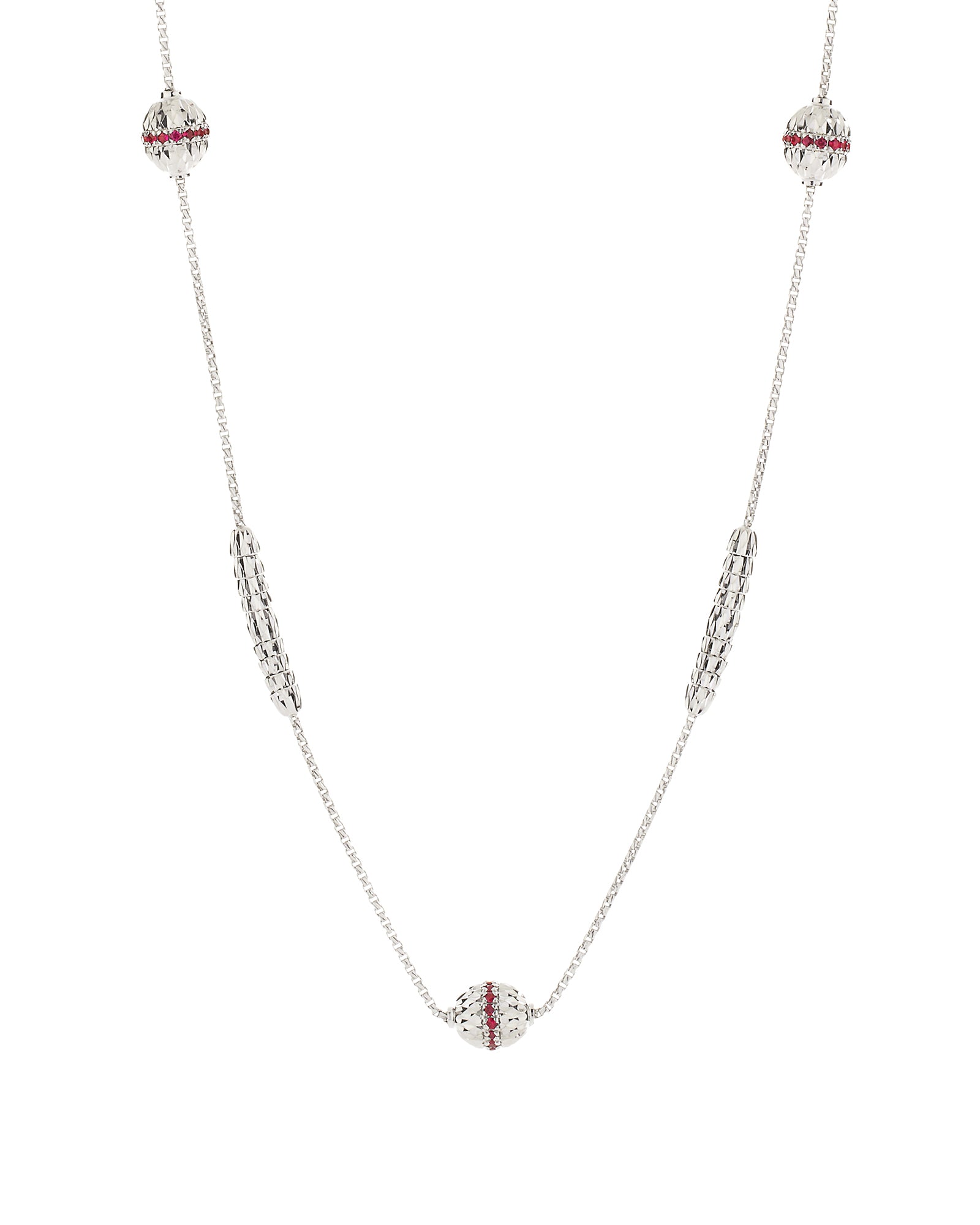 Ophidia Station Necklace in 18kt White Gold and Rubies
