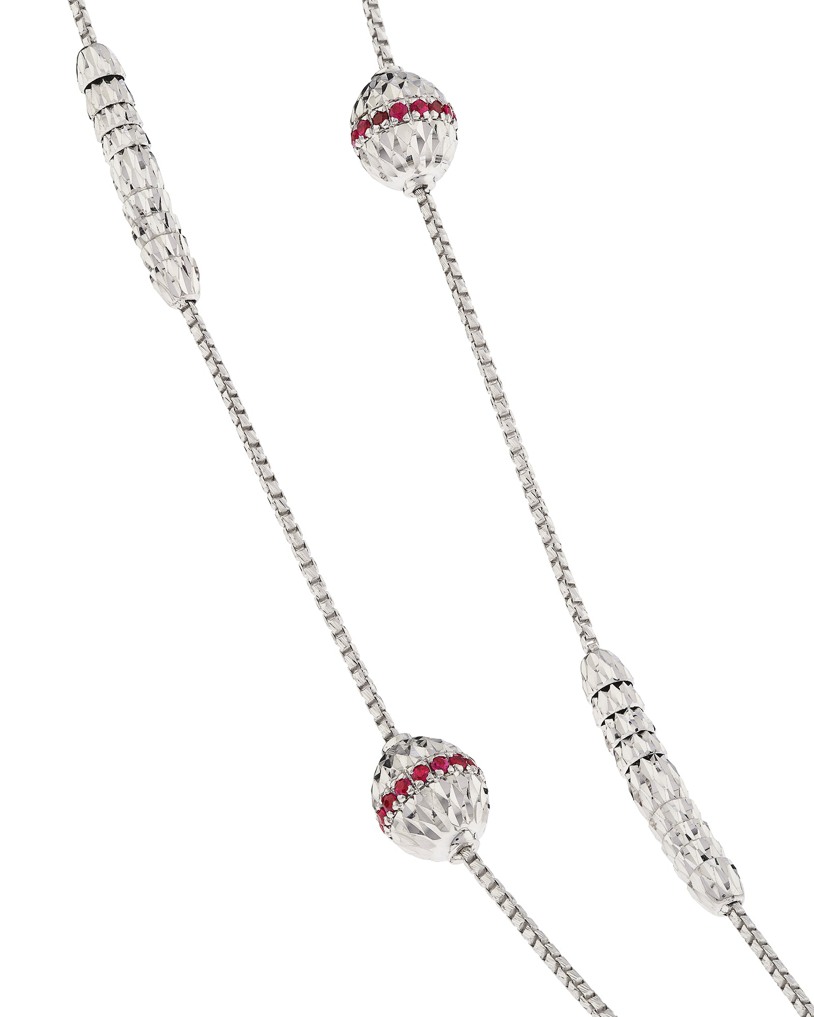 Ophidia Station Necklace in 18kt White Gold and Rubies
